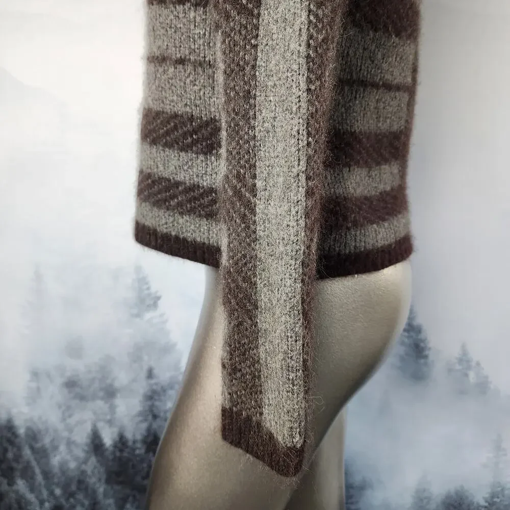 Ann Taylor Rabbit Hair Alpaca Wool Striped Crew Neck Sweater | Women's Medium